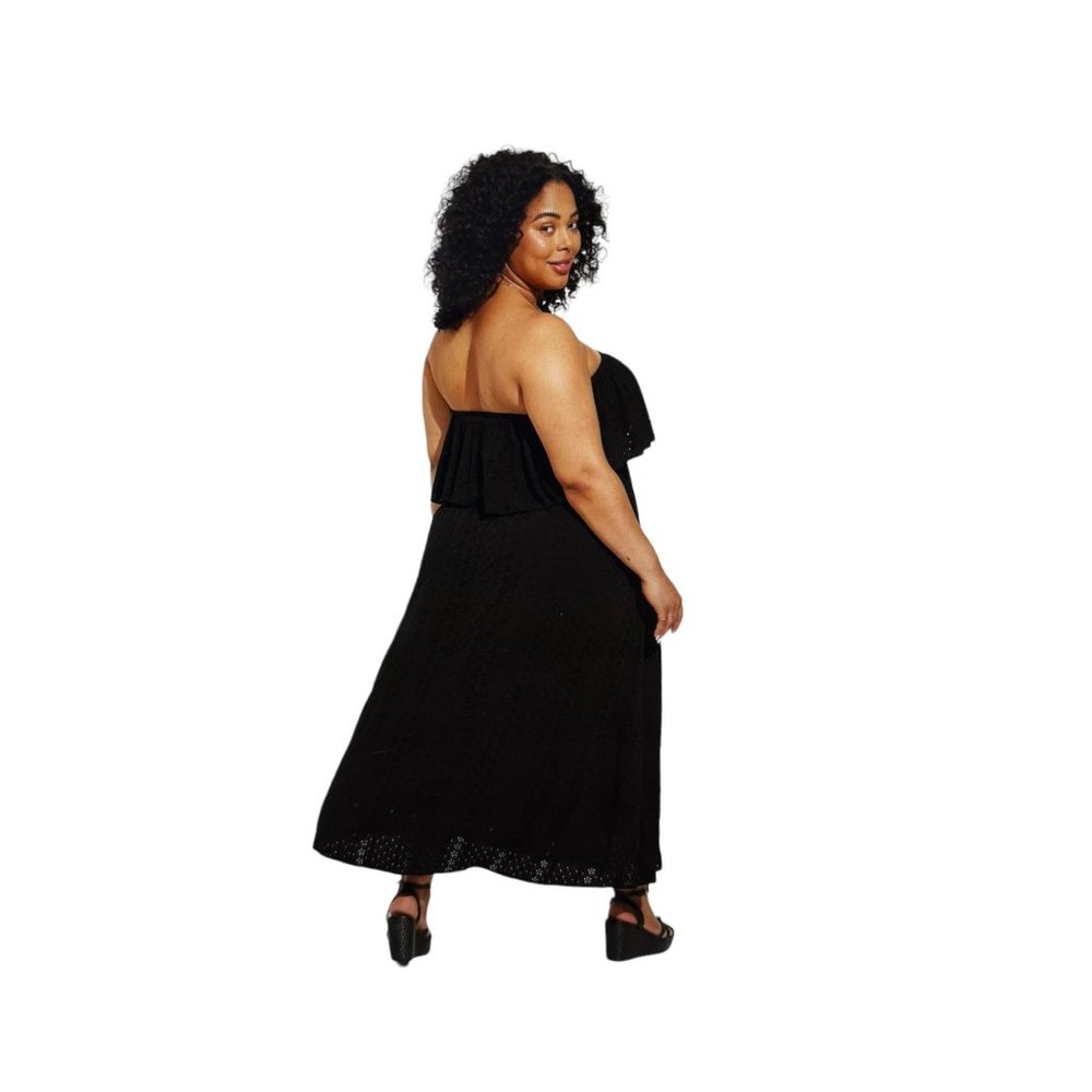 torrid Black Strapless Ruffle-Overlay Maxi Dress - Picture 4 of 5